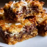 Delicious Millionaire Magic Bars stacked on a white plate