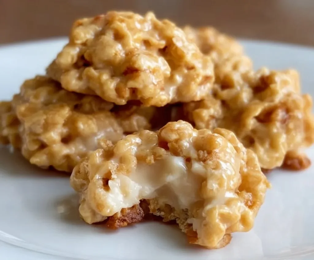 Delicious no-bake avalanche cookies with chocolate and peanut butter topping.