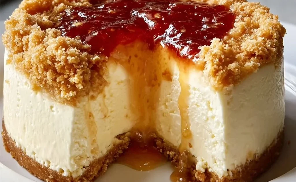 Delicious no-bake cheesecake topped with fresh berries and whipped cream