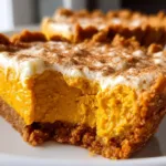Delicious no bake pumpkin pie topped with whipped cream and cinnamon.