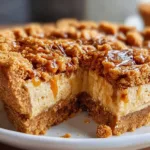 Delicious Nutter Butter Pie topped with whipped cream and chocolate drizzle