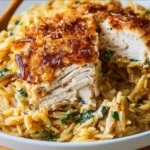 Delicious One-Pan Monterey Chicken Orzo served in a bowl