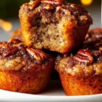 Pecan Pie Muffins baked with pecans and a sweet syrup filling