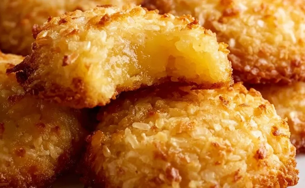 Freshly baked pineapple cookies on a cooling rack