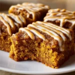 Delicious pumpkin bars with pumpkin spice cream cheese drizzle