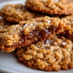 Delicious salted toffee oatmeal cookies on a plate