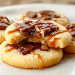 Delicious shortbread turtle cookies with caramel and chocolate
