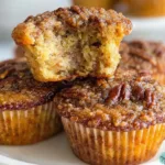 Delicious Southern Pecan Pie Muffins with a crunchy pecan topping