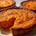 Homemade sweet potato pie served with whipped cream