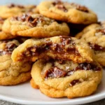 Delicious Turtle Pudding Cookies featuring chocolate, caramel, and nuts