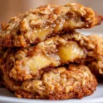 Apple oatmeal cookies fresh out of the oven, golden brown and delicious