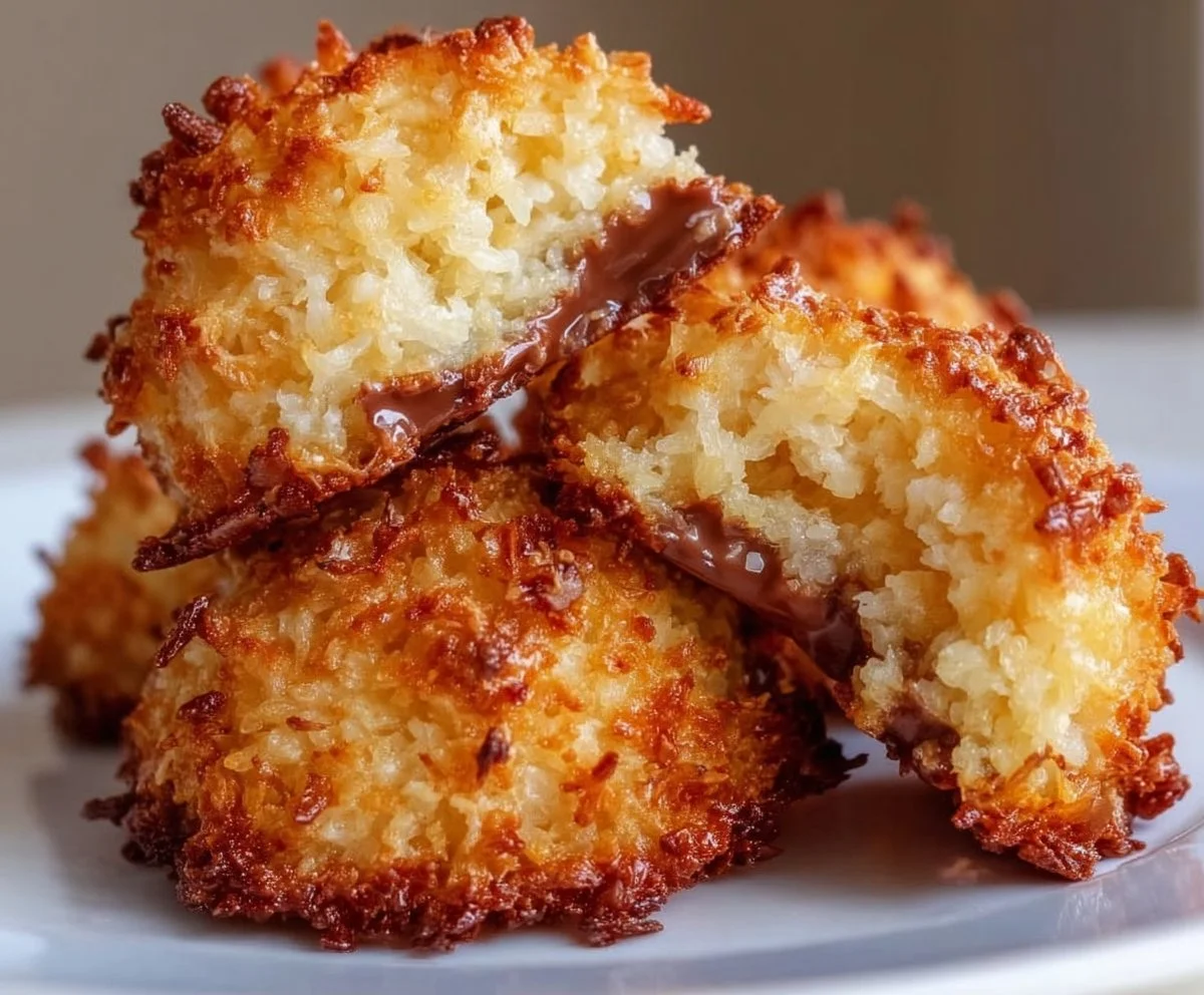 Chewy coconut macaroons with a golden brown exterior and soft interior