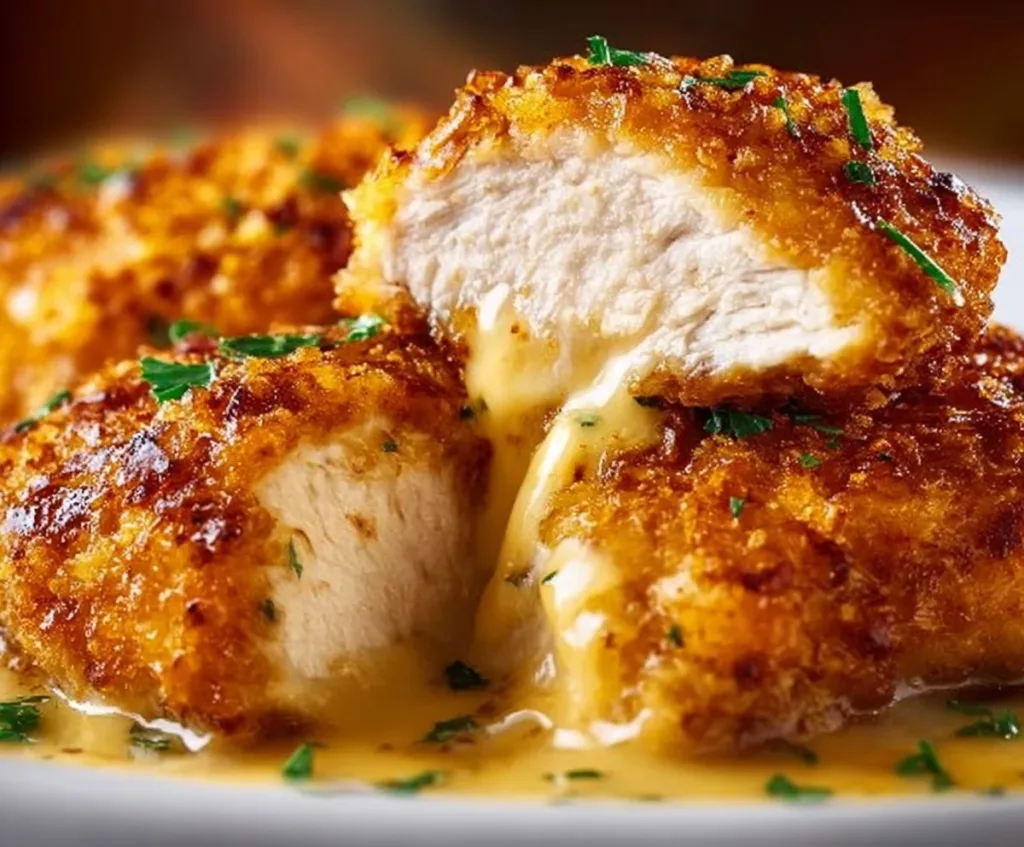 Delicious Chicken Monterey Jack Cheese dish topped with creamy cheese