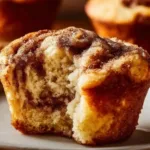 Freshly baked cinnamon roll muffins with icing on top