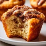 Freshly baked coffee cake muffins topped with streusel
