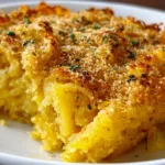 Creamy cheesy yellow squash casserole baked in a dish
