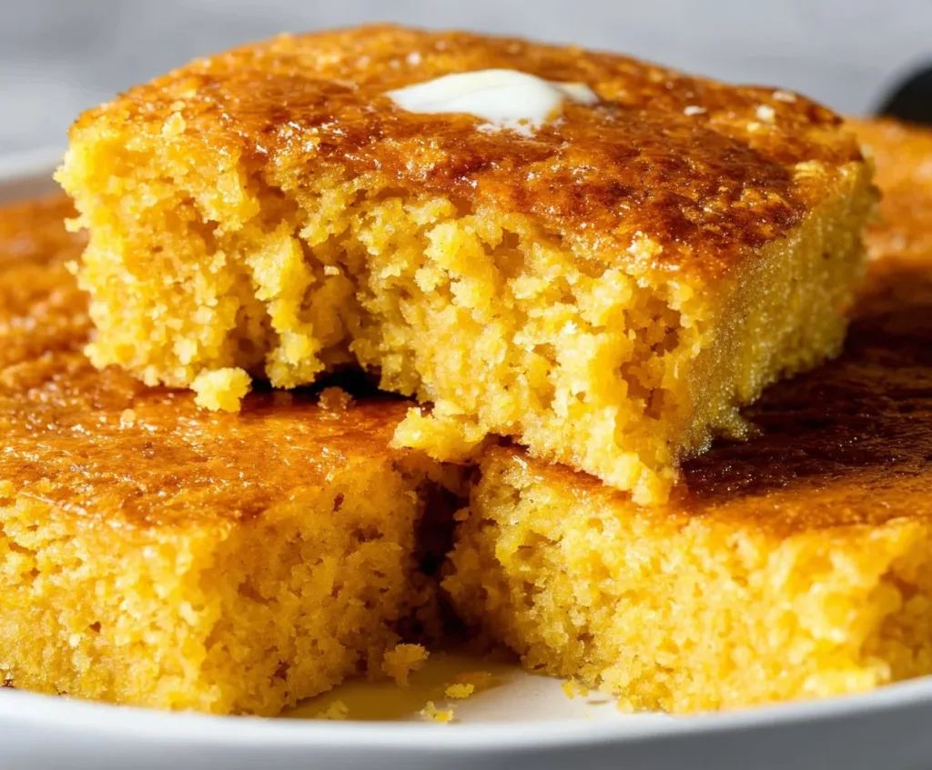 Crock Pot corn bread served in a dish, highlighting its fluffy texture.