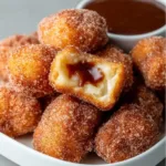 Delicious fluffy air fryer churro bites coated in cinnamon sugar