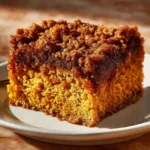 Gluten-free pumpkin crunch cake topped with crunchy nuts and spices