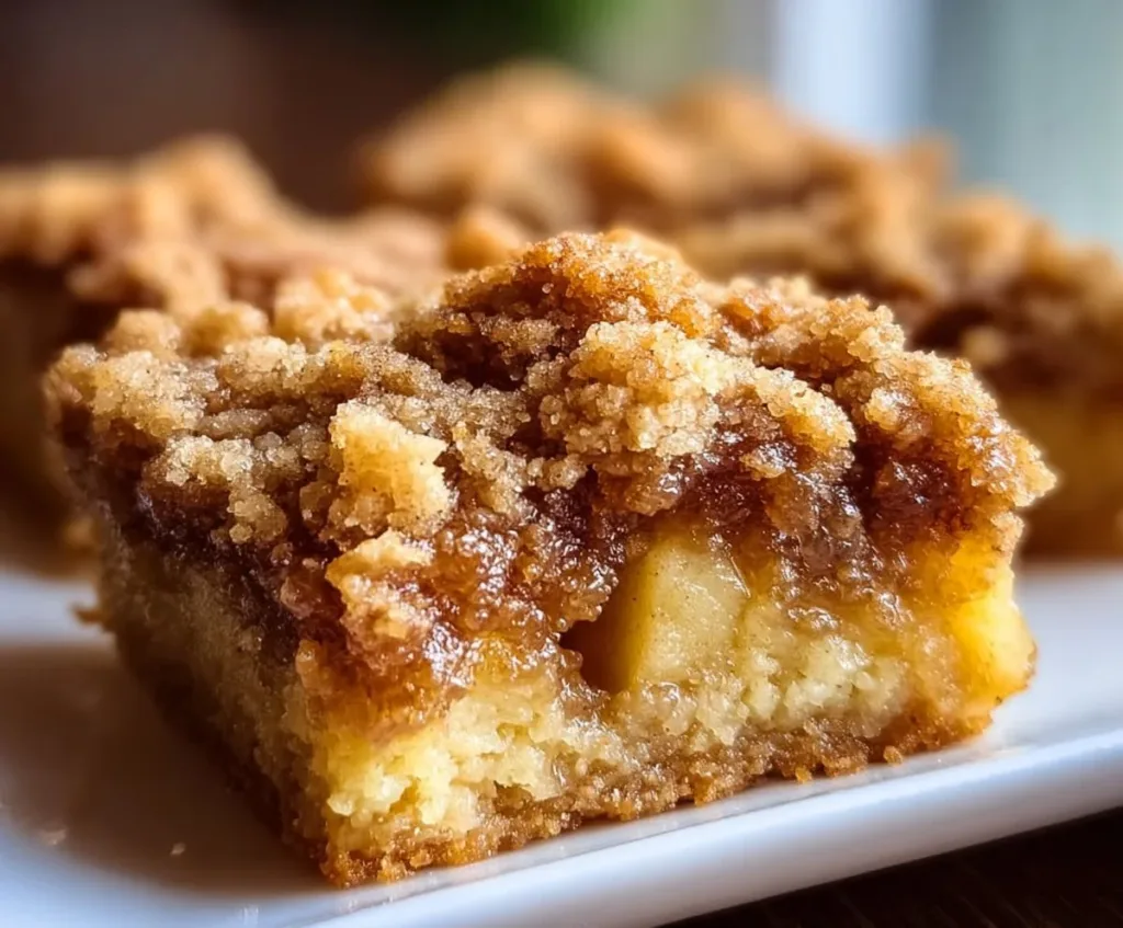 Delicious grandma's homemade apple crumb bars on a plate