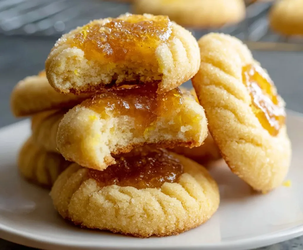 Delicious Lemon Thumbprint Cookies with a sweet lemon glaze in a fine detail