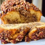 Freshly baked Pecan Praline Bread topped with caramelized pecans.