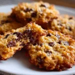 Delicious Rice Krispie chocolate chip cookies stacked on a plate
