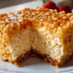 Delicious Rice Krispie Treat Cheesecake served on a plate with toppings.