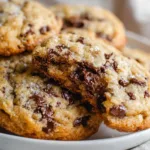 Plate of freshly baked sourdough chocolate chip cookies