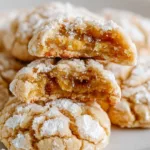 Freshly baked sourdough lemon crinkle cookies dusted with powdered sugar