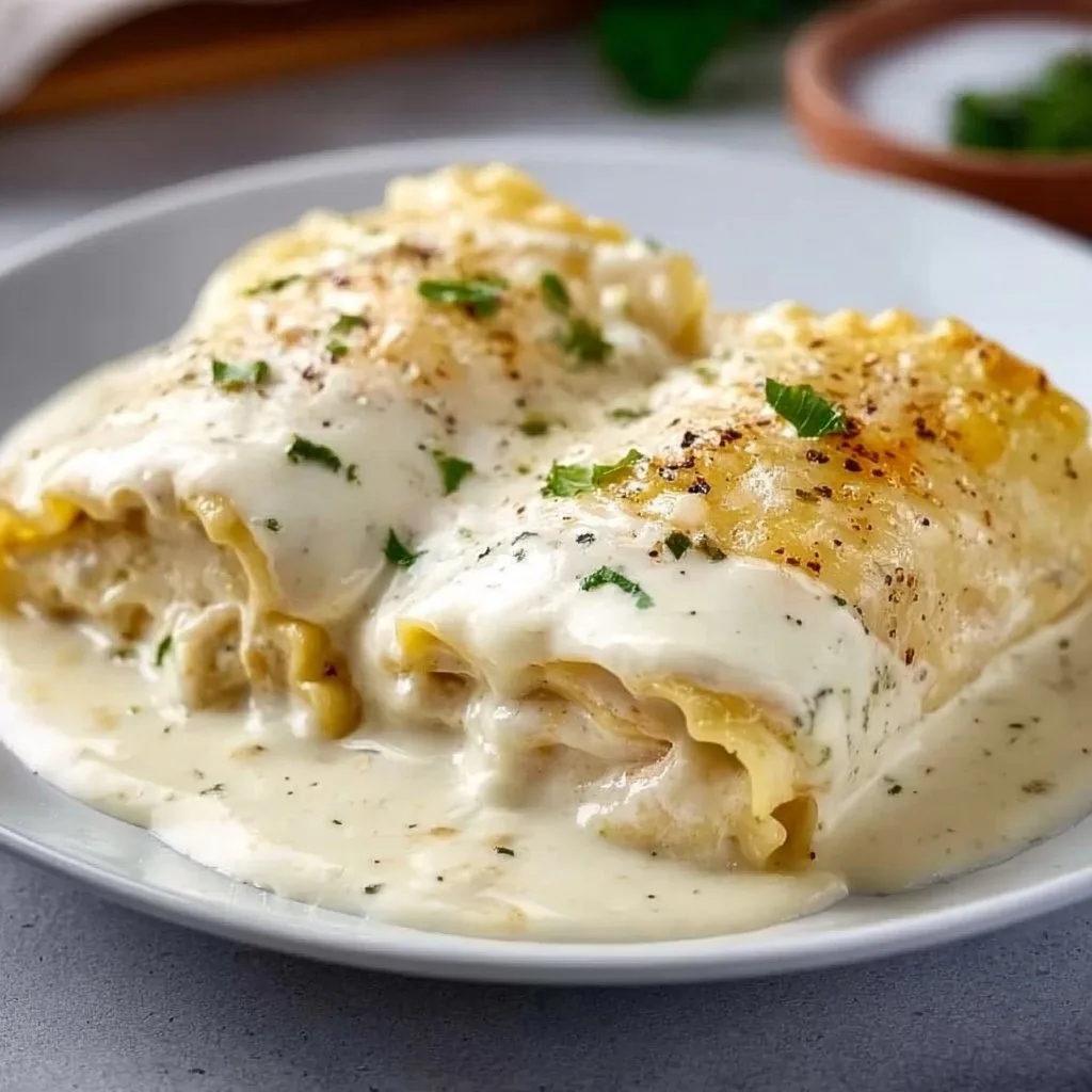 Cheesy Chicken Alfredo Lasagna Rolls