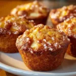 Freshly baked apple cinnamon muffins with a golden crust and apple pieces