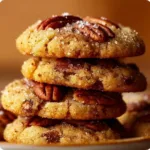 Freshly baked Butter Pecan Cookies on a cooling rack