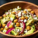 Delicious Chickpea Feta Avocado Salad with fresh ingredients
