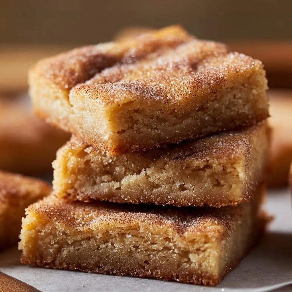 Delicious cinnamon sugar blondies baked to perfection topped with cinnamon sugar