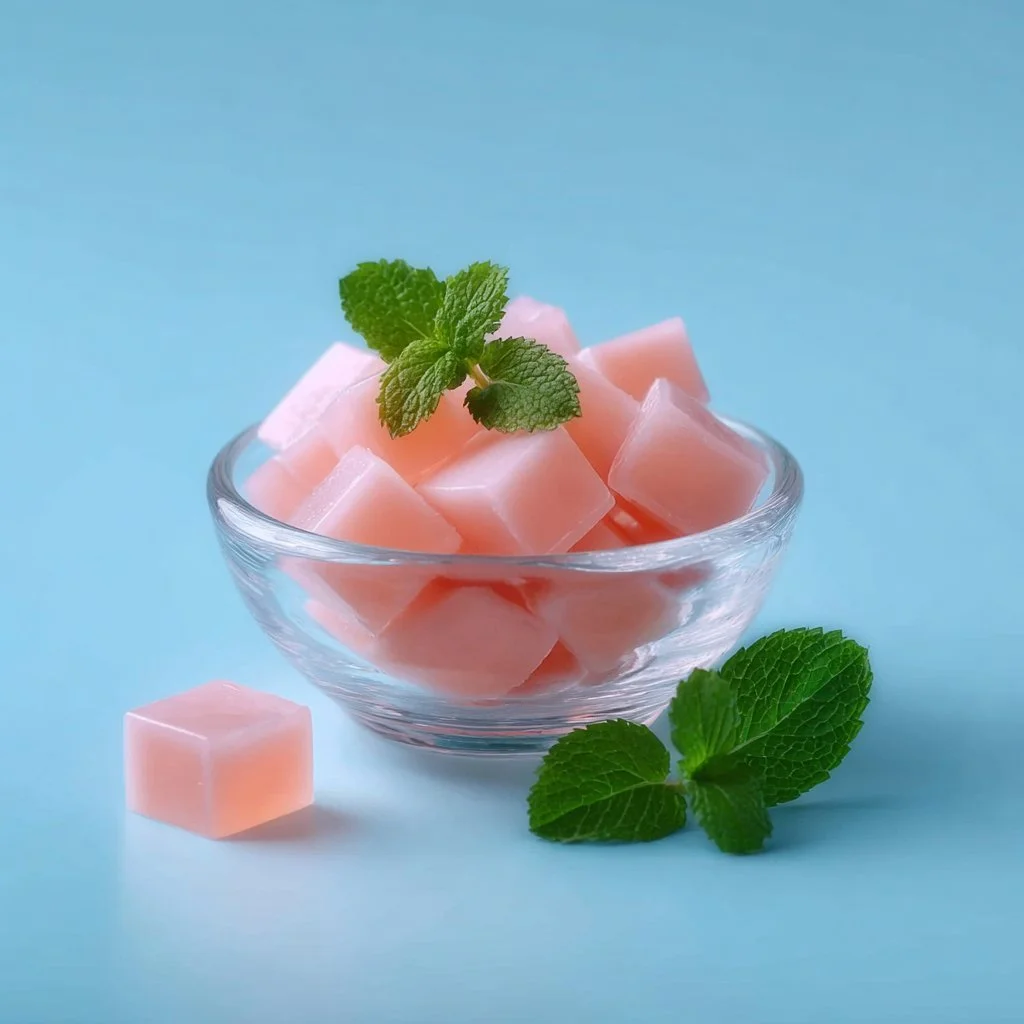 Bowl of classic pink strawberry gelatin dessert