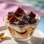 Delicious homemade coffee jelly dessert served in stylish cups