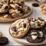 Delicious batch of homemade Cookies and Cream Cookies on a cooling rack.