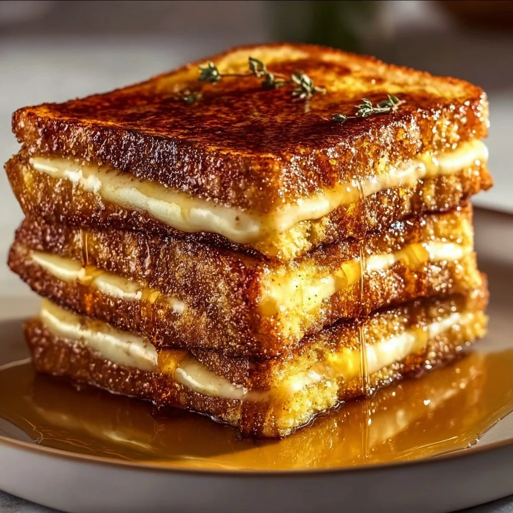 Delicious crème brûlée French toast topped with caramelized sugar crust