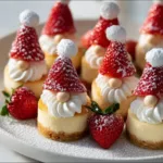 Delicious Gnome Mini Cheesecakes decorated for a festive dessert layout