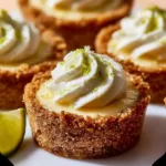 Heavenly no-bake mini key lime pies on a platter with lime slices