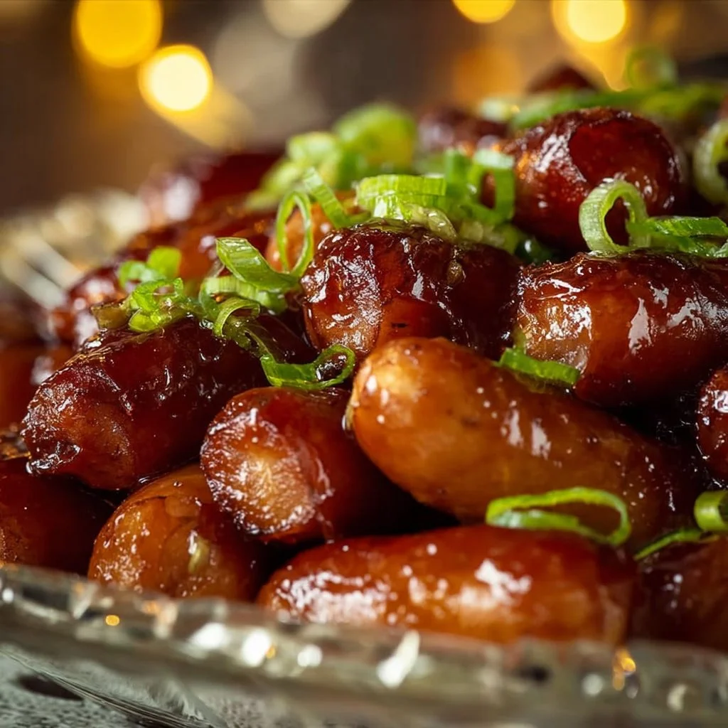 Honey garlic lil' smokies served in party cups for a fun, tasty appetizer.