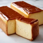 Indulgent Burnt Basque Cheesecake baked in a loaf pan