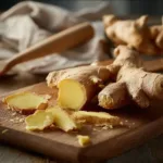 Japanese Ginger Trick Drink served in a glass with fresh ginger