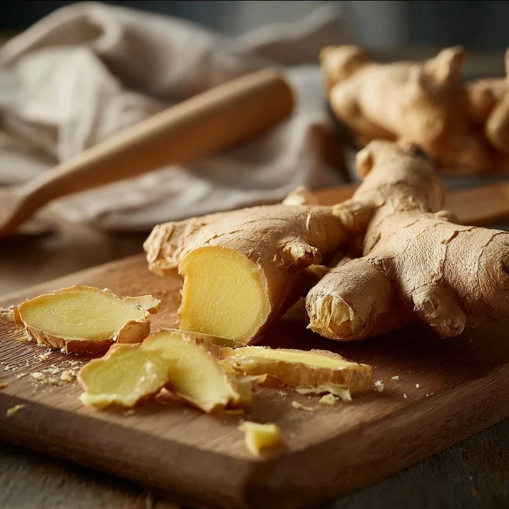 Japanese Ginger Trick Drink served in a glass with fresh ginger
