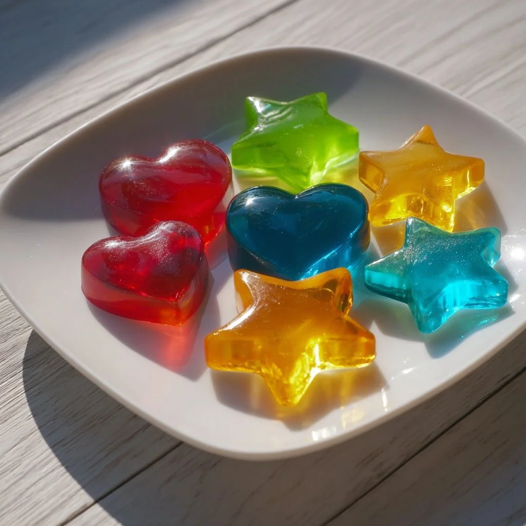 Colorful Jello Jigglers shaped in fun designs for a vibrant party treat.