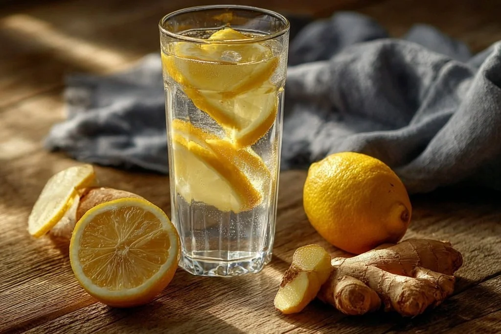 A refreshing glass of lemon ginger water, perfect for weight loss and detoxification.