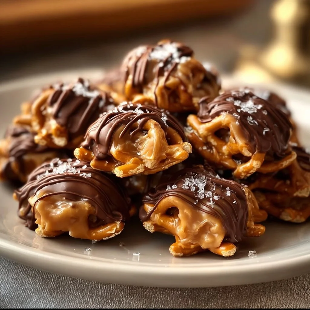 Delicious no-bake peanut butter pretzel clusters in a bowl