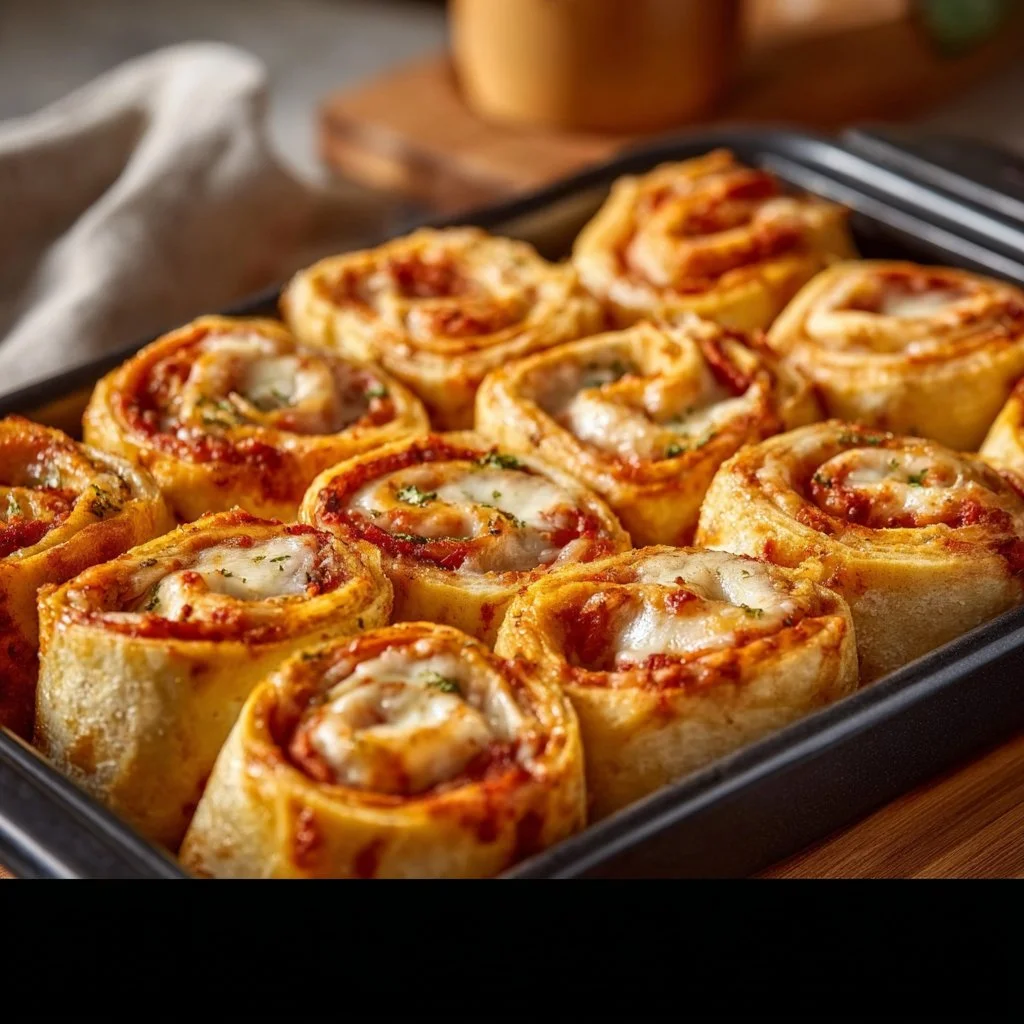 Homemade Pizza Roll-Ups filled with cheese and pepperoni