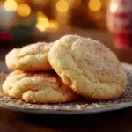 Soft and chewy sugar cookies placed on a decorative plate